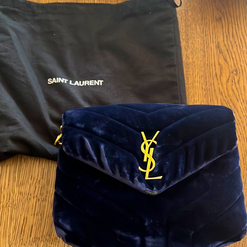 Saint Laurent Toy Lou Lou Bag in Navy Velvet